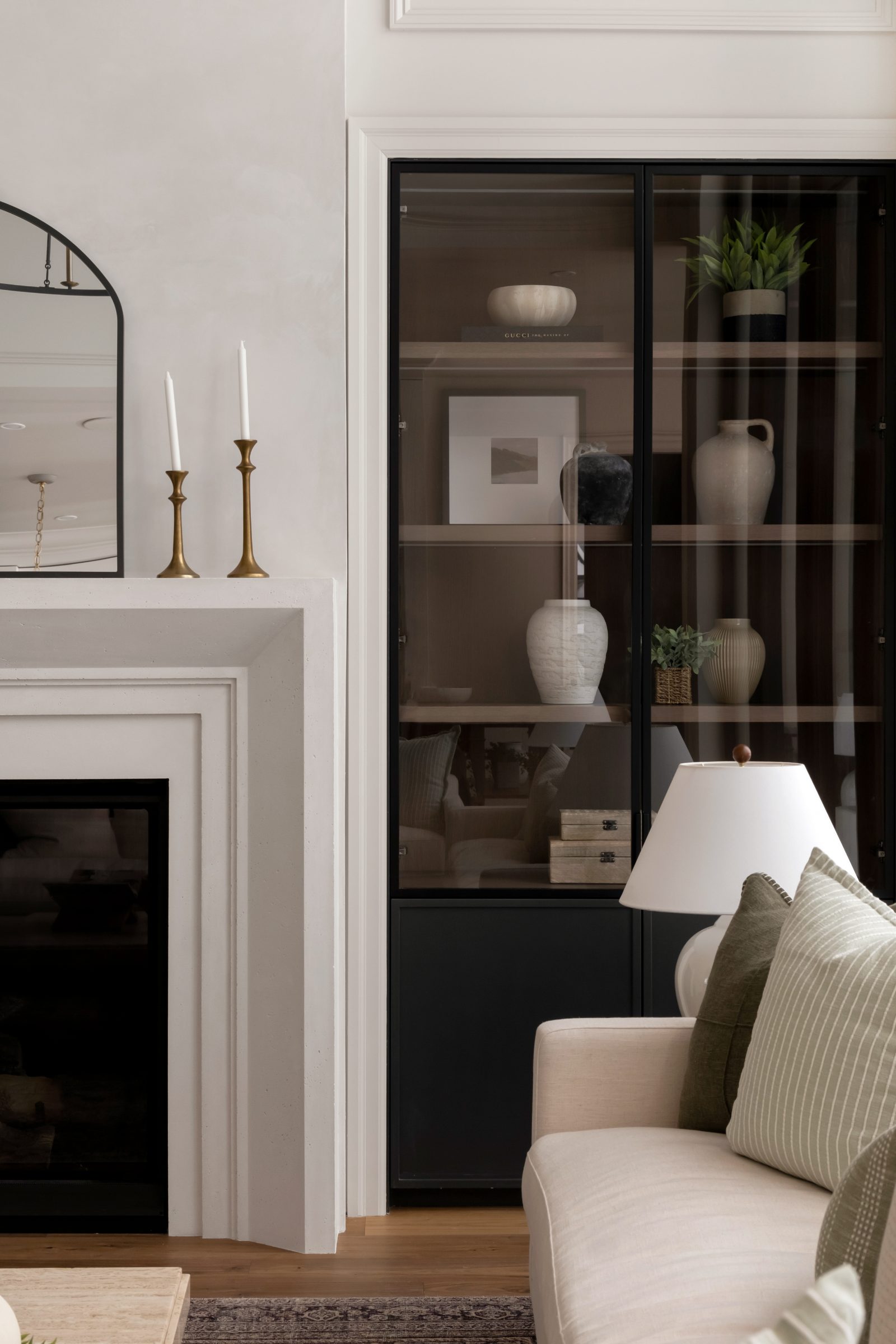 Mantle and cabinetry