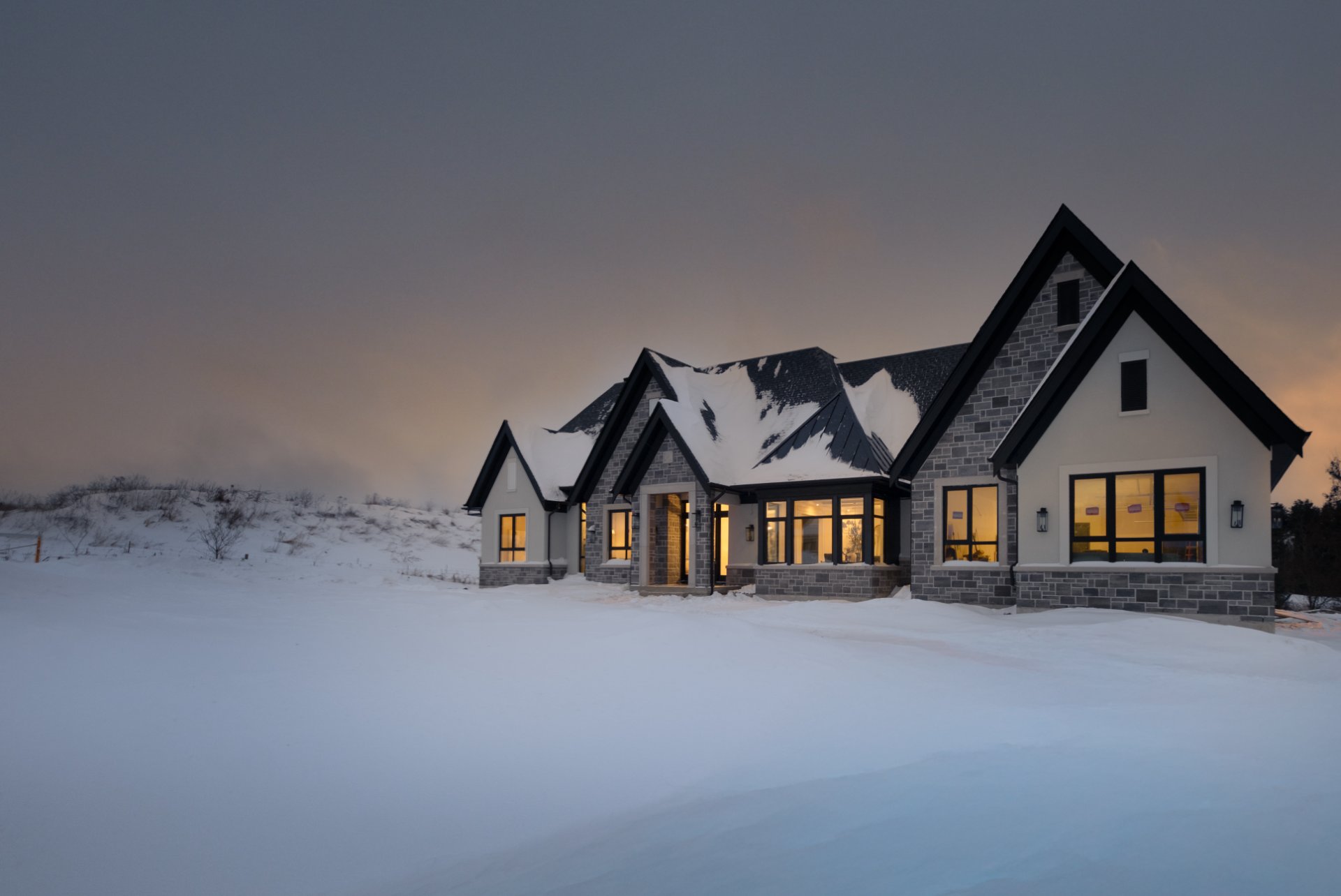 Finished home at twilight